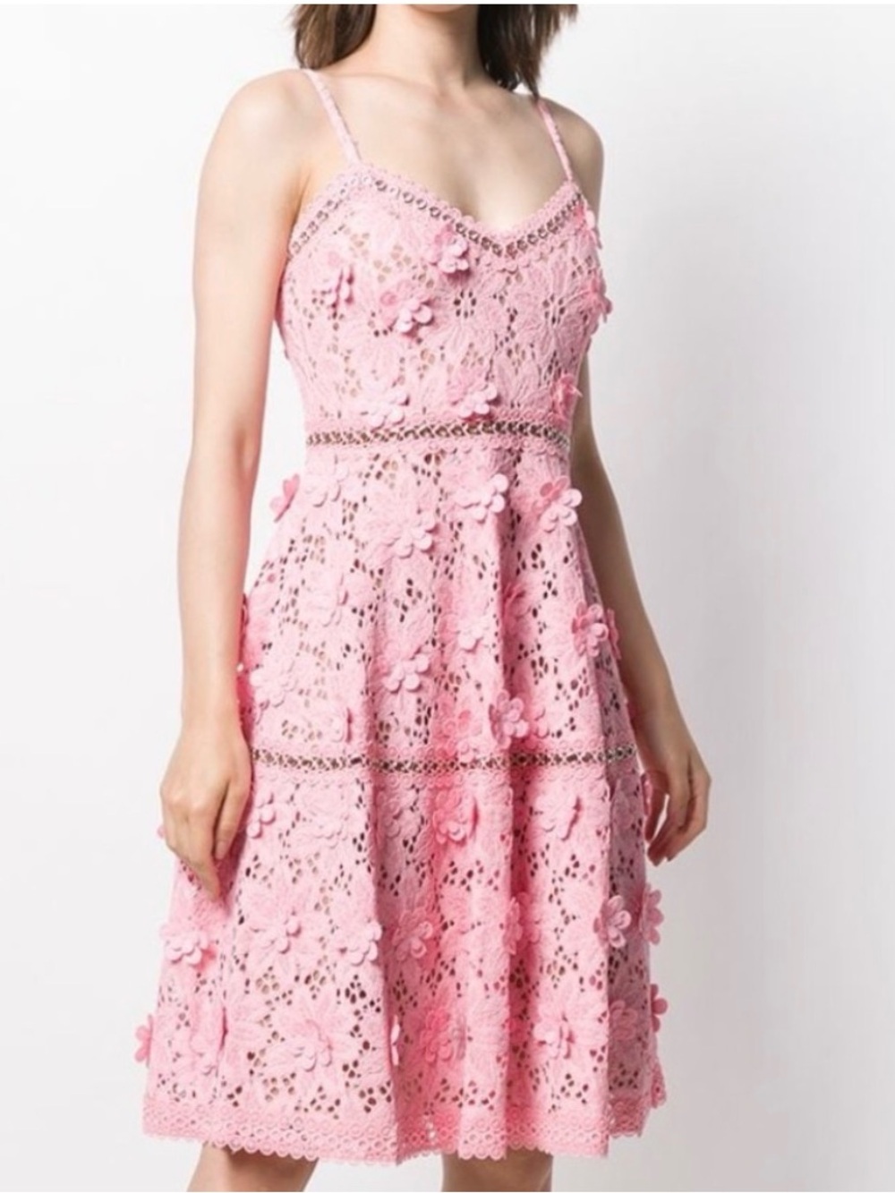 MICHAEL MICHAEL KORS PINK CROCHET LACE SLEEVELESS FIT & FLARE DRESS  SZ 6 NWT